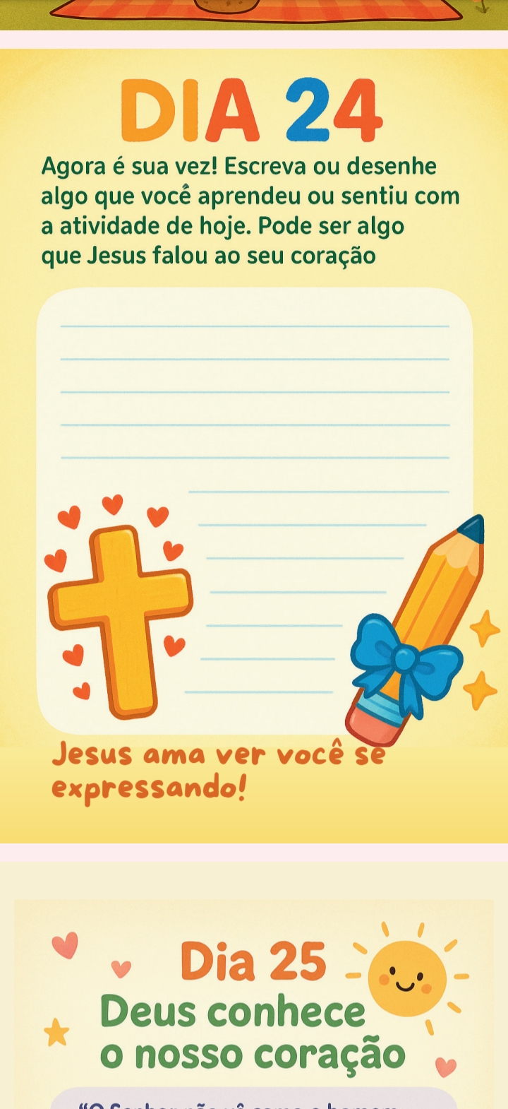 Página do Dia 24 para escrever ou desenhar