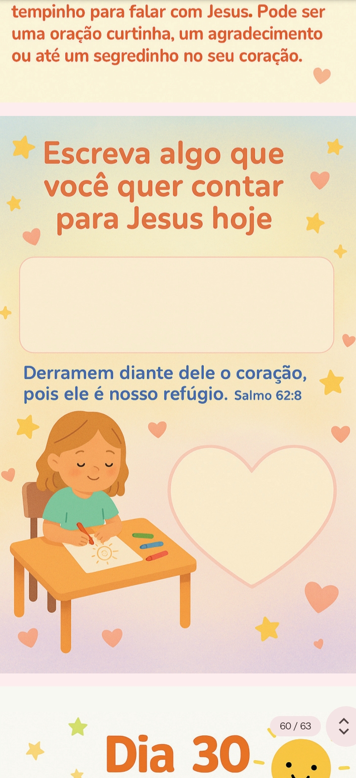 Página para escrever algo para Jesus